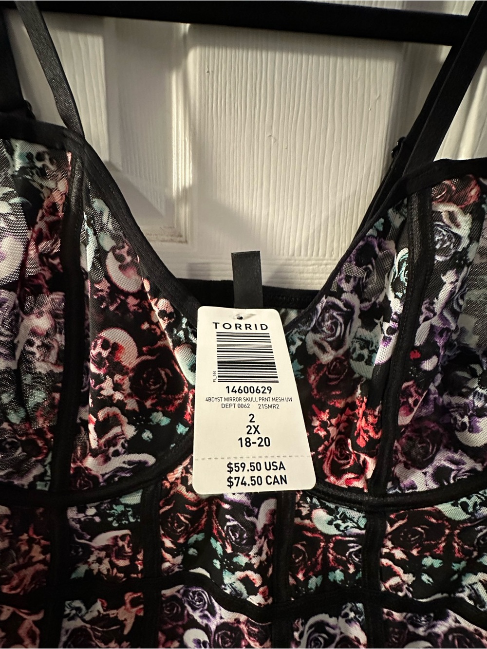 torrid NWT Black Floral & Skull Longline Underwire Bodysuit - Picture 4 of 12